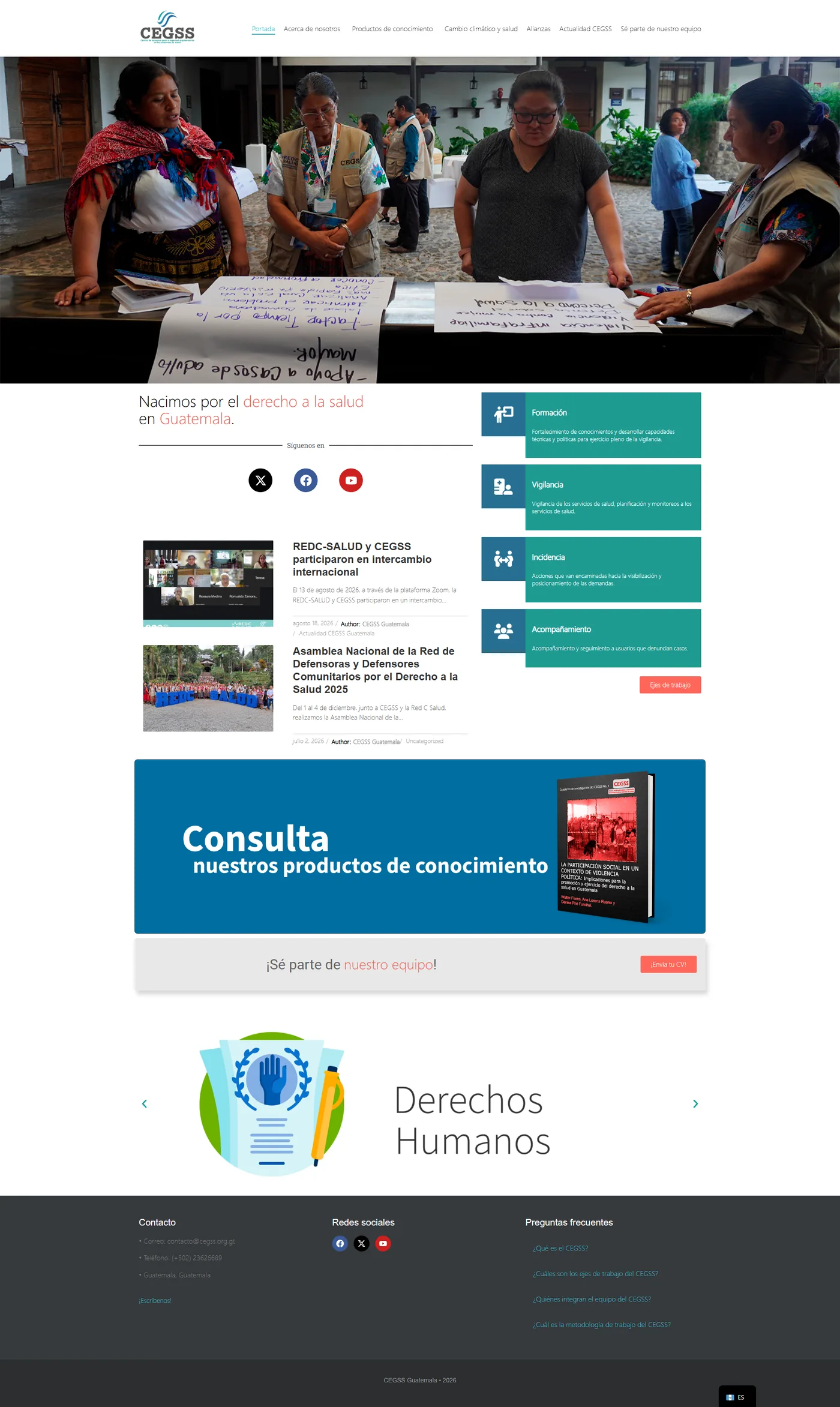 Portada del portal de CEGSS Guatemala